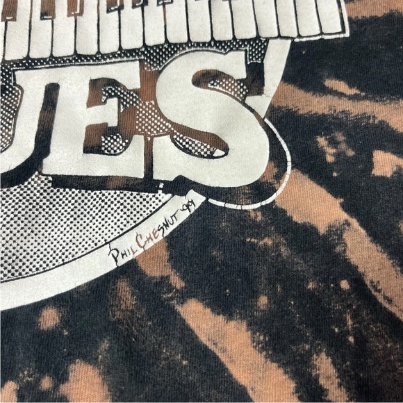 Vintage 1999 Black Bleached Annieville Blues Piano Music T Shirt - Picture 3 of 8